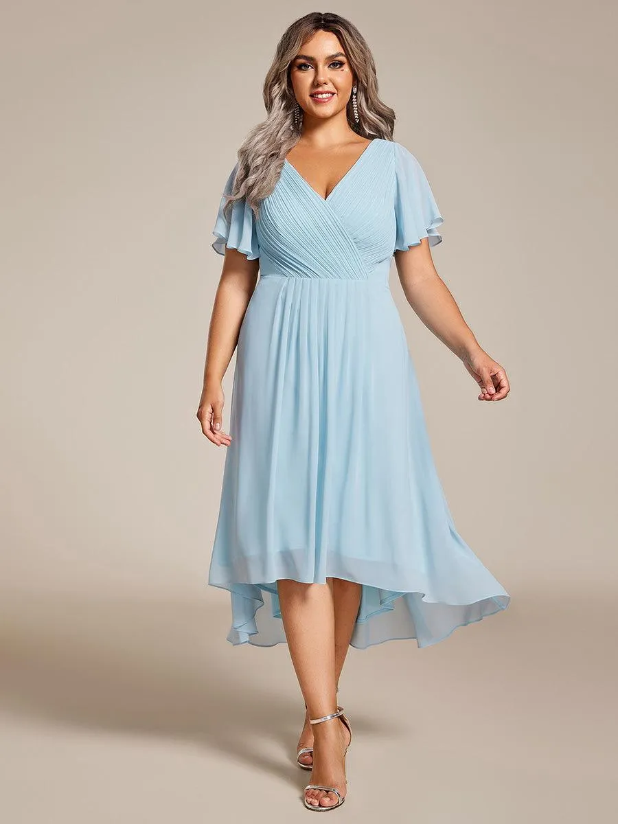 Taille personnalisée Robe d'invité de mariage chic à col en V