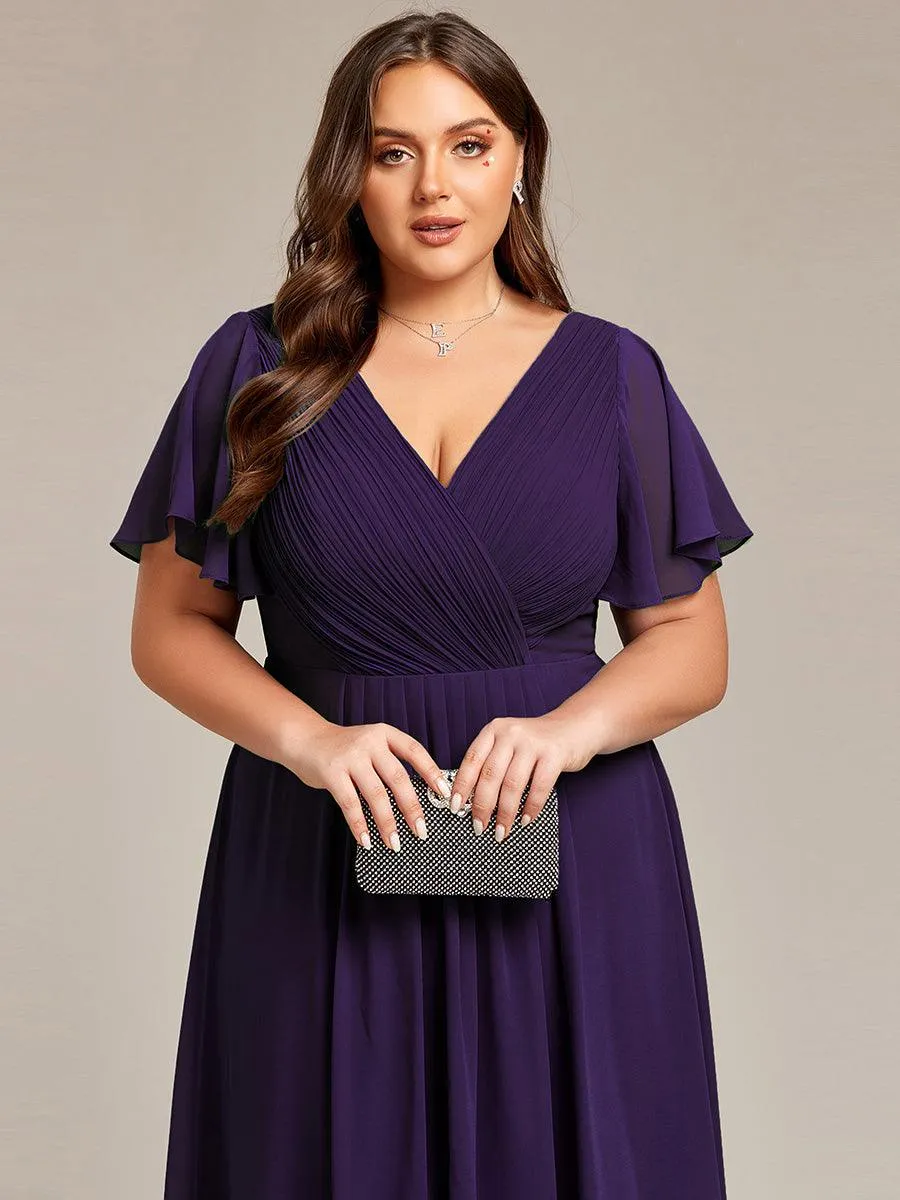 Taille personnalisée Robe d'invité de mariage chic à col en V