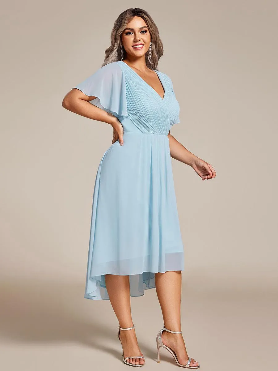 Taille personnalisée Robe d'invité de mariage chic à col en V