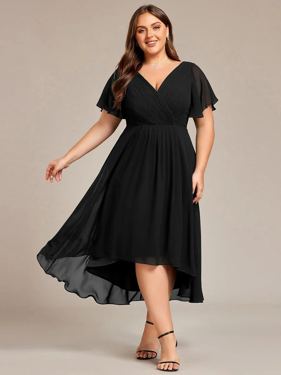 Taille personnalisée Robe d'invité de mariage chic à col en V
