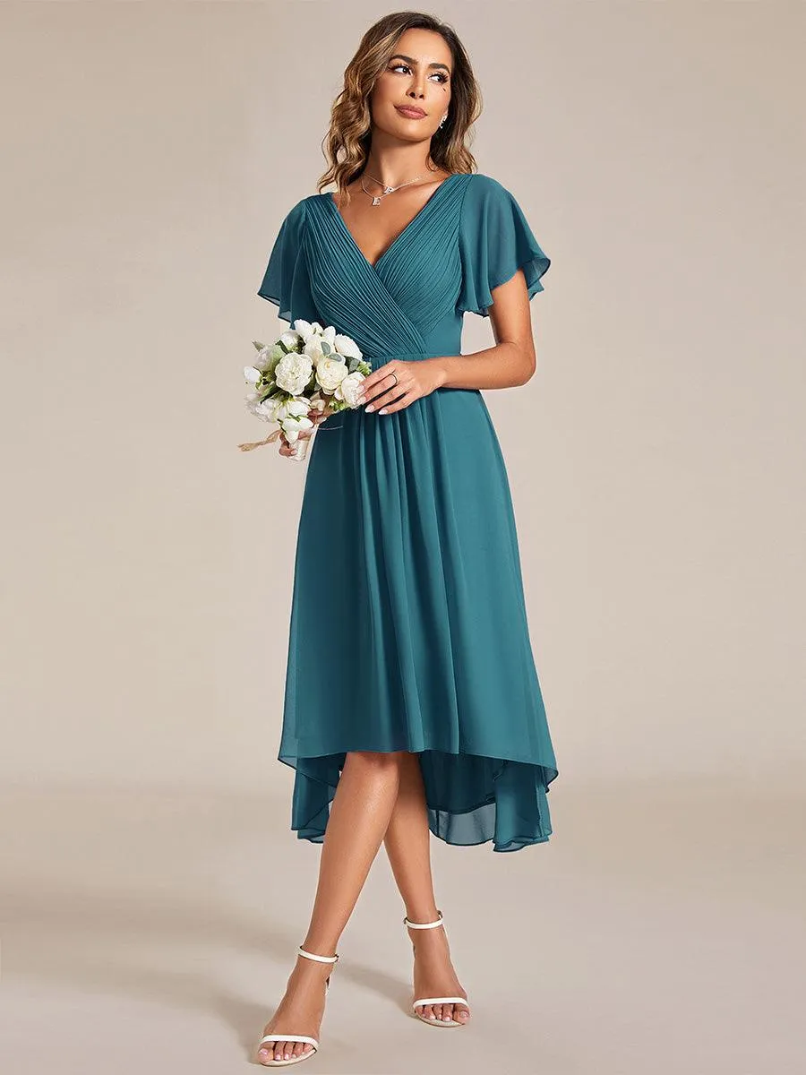 Taille personnalisée Robe d'invité de mariage chic à col en V