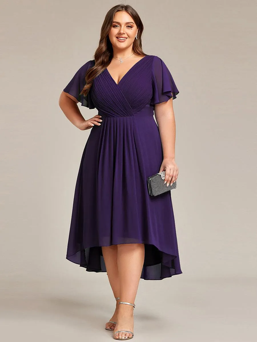 Taille personnalisée Robe d'invité de mariage chic à col en V