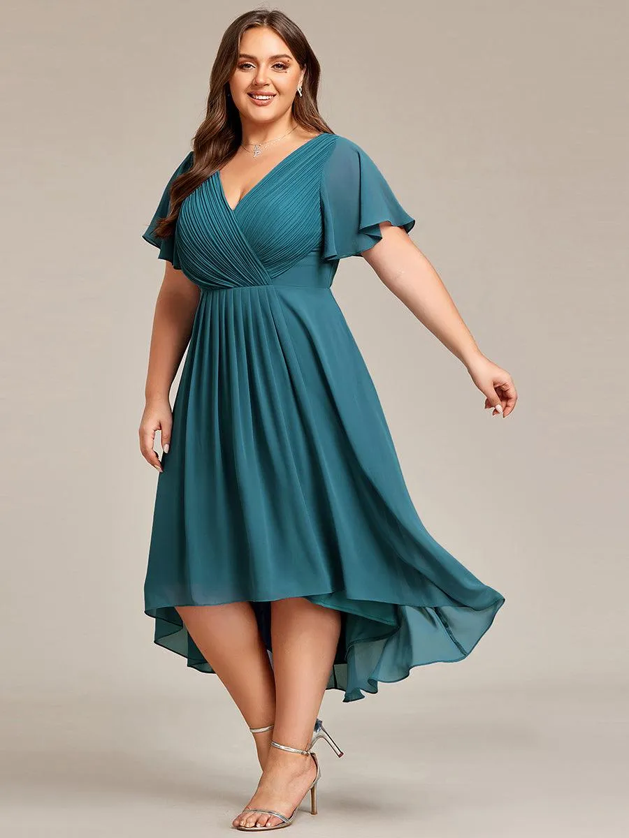 Taille personnalisée Robe d'invité de mariage chic à col en V