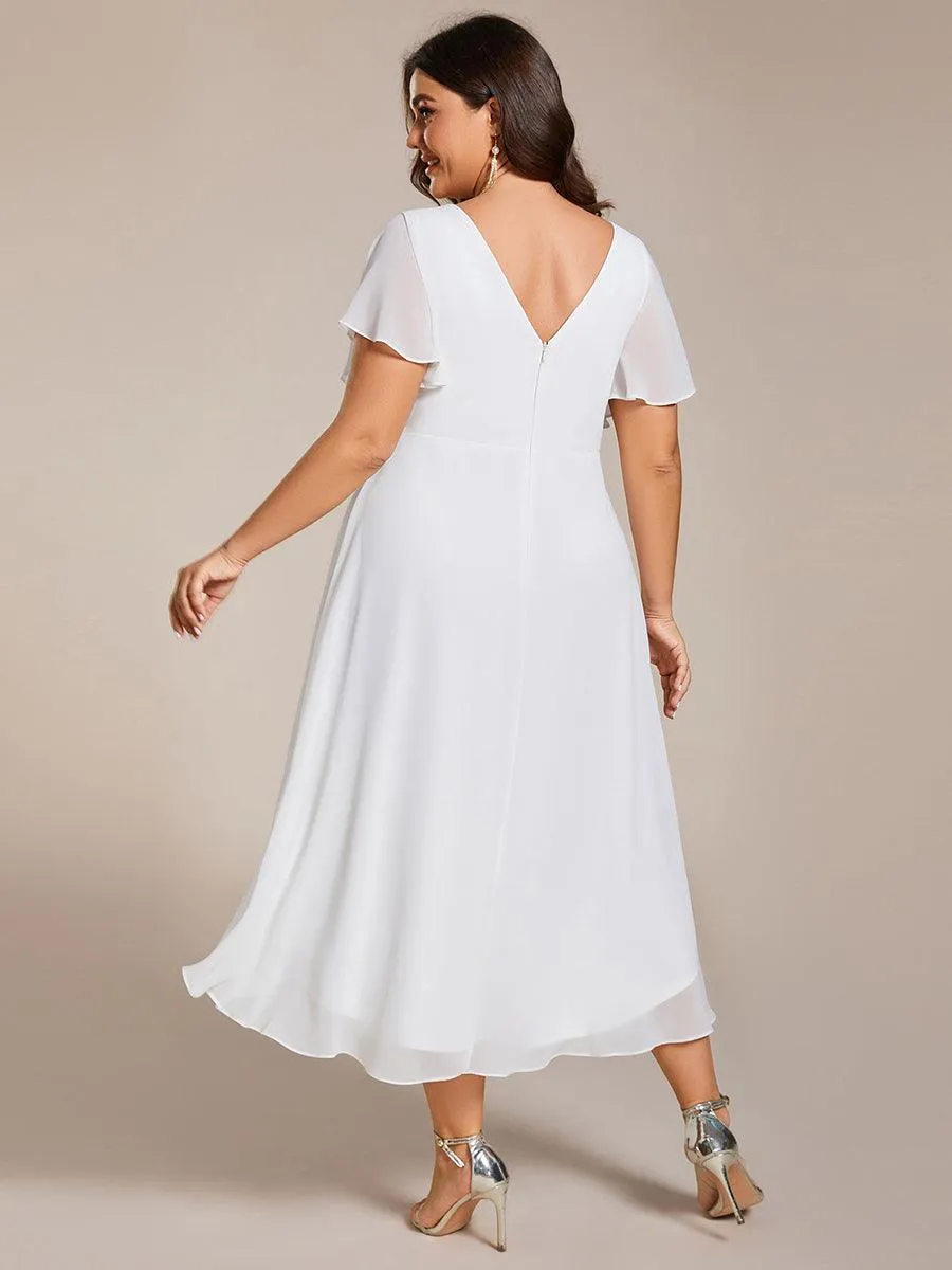 Taille personnalisée Robe d'invité de mariage chic à col en V