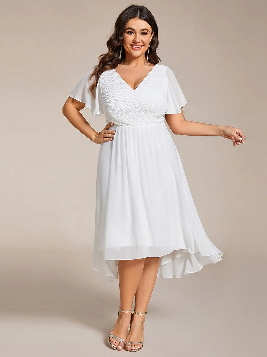 Taille personnalisée Robe d'invité de mariage chic à col en V