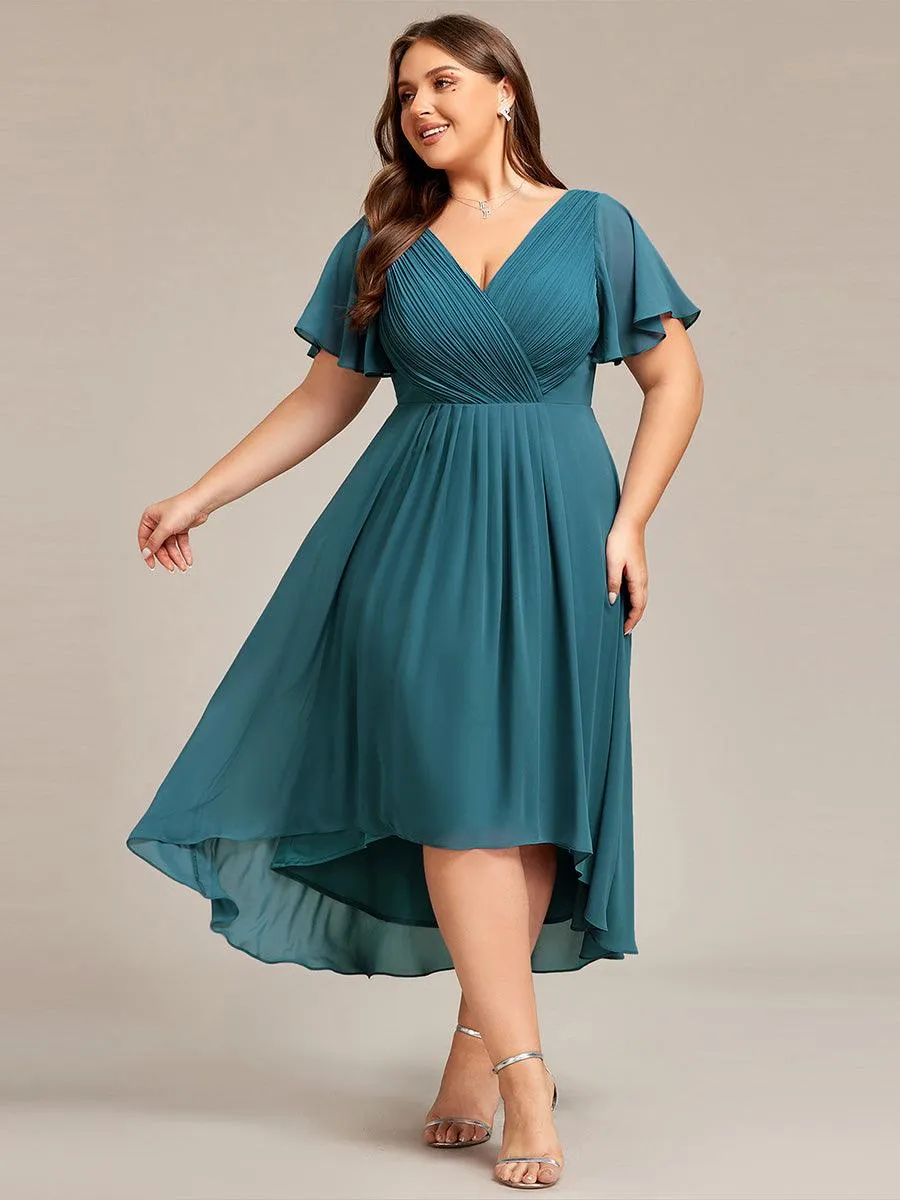 Taille personnalisée Robe d'invité de mariage chic à col en V