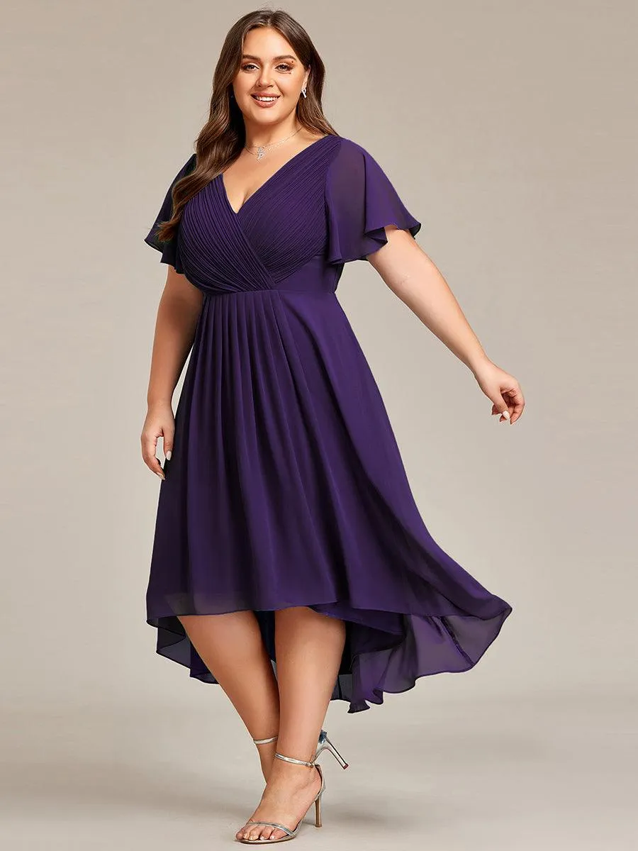 Taille personnalisée Robe d'invité de mariage chic à col en V