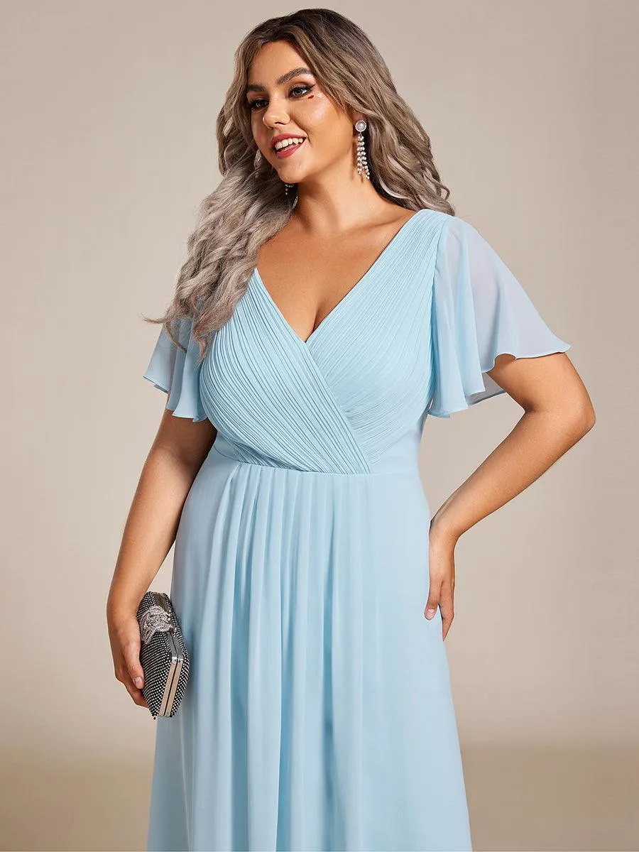 Taille personnalisée Robe d'invité de mariage chic à col en V