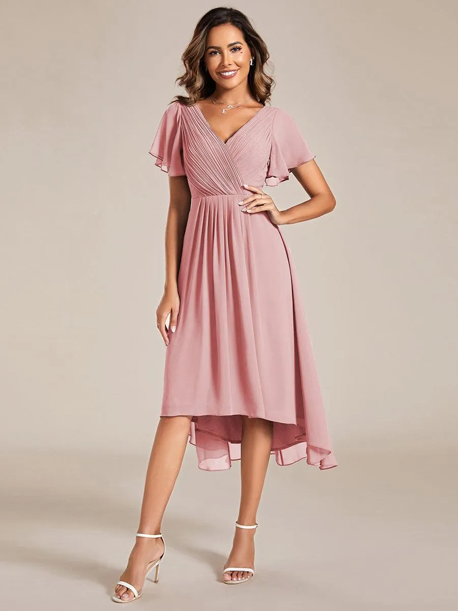 Taille personnalisée Robe d'invité de mariage chic à col en V