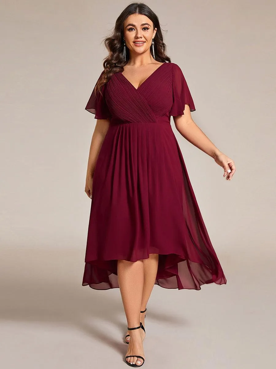 Taille personnalisée Robe d'invité de mariage chic à col en V