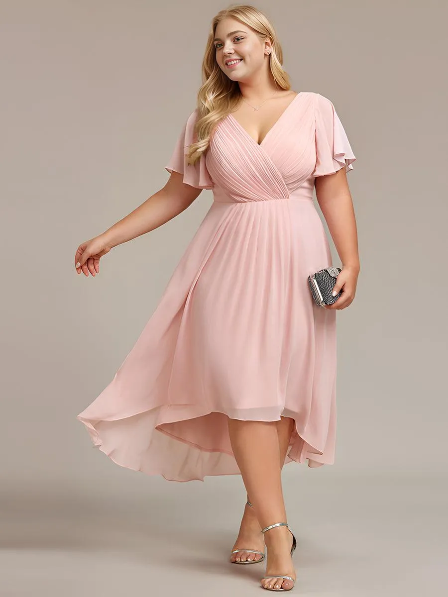 Taille personnalisée Robe d'invité de mariage chic à col en V