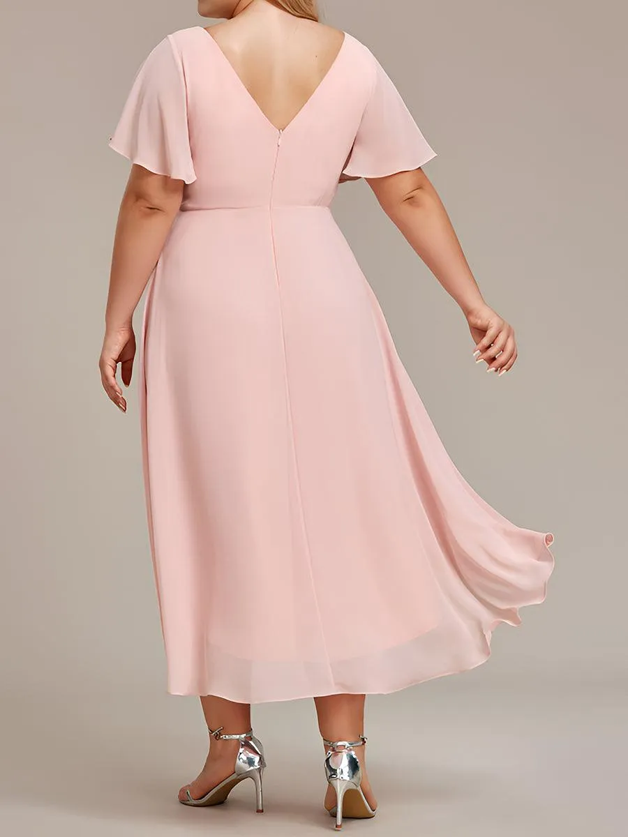 Taille personnalisée Robe d'invité de mariage chic à col en V