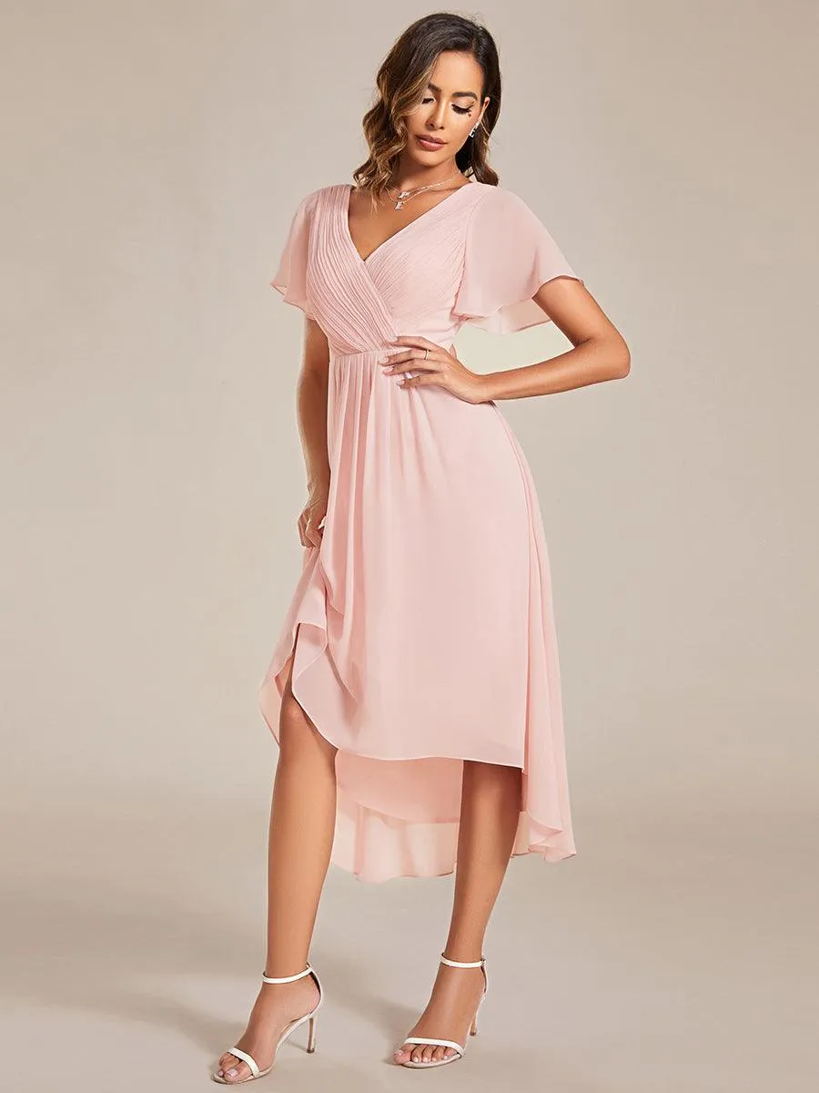 Taille personnalisée Robe d'invité de mariage chic à col en V