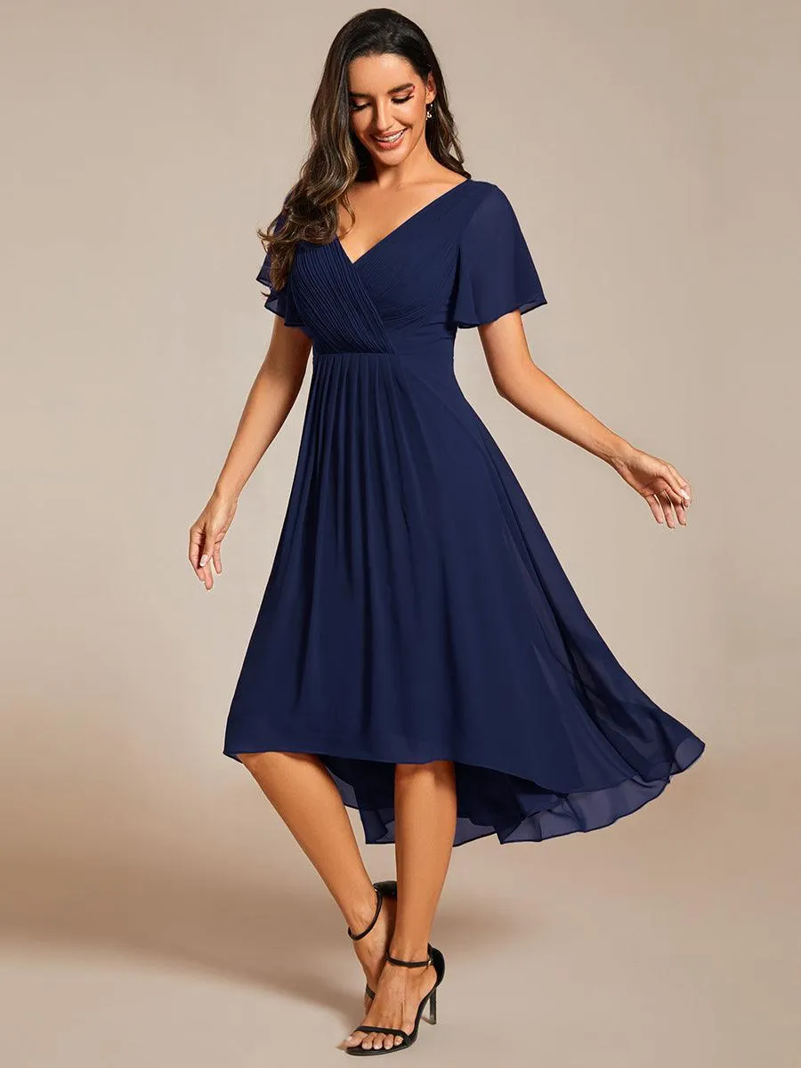 Taille personnalisée Robe d'invité de mariage chic à col en V