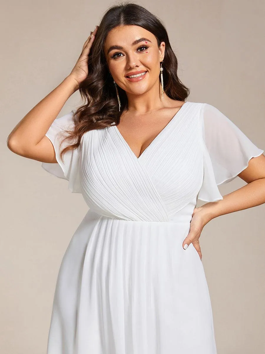 Taille personnalisée Robe d'invité de mariage chic à col en V
