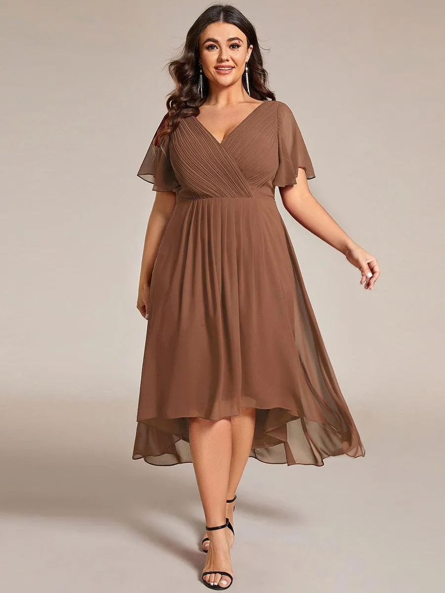 Taille personnalisée Robe d'invité de mariage chic à col en V