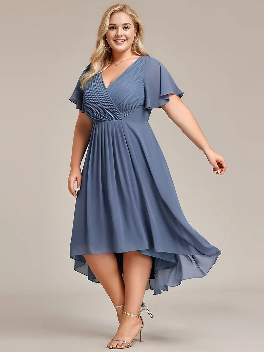 Taille personnalisée Robe d'invité de mariage chic à col en V