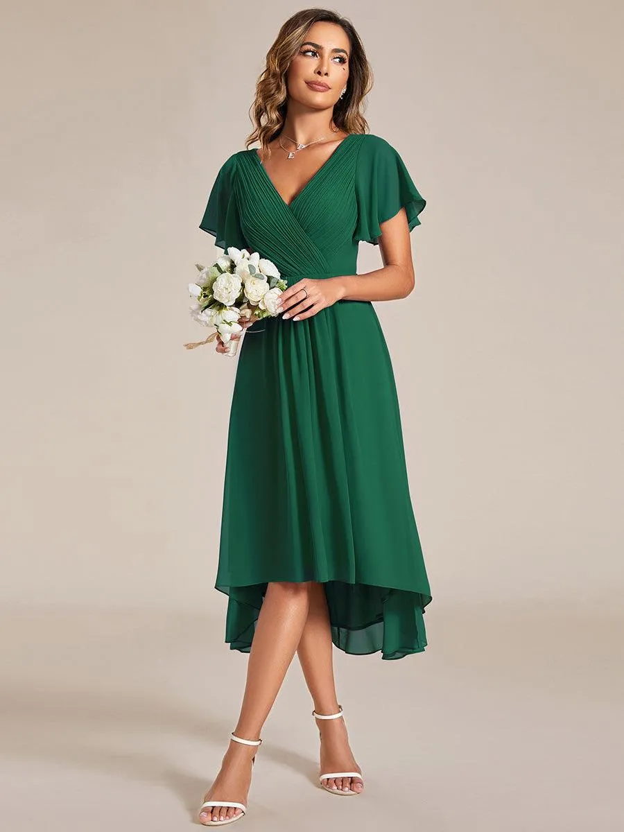 Taille personnalisée Robe d'invité de mariage chic à col en V