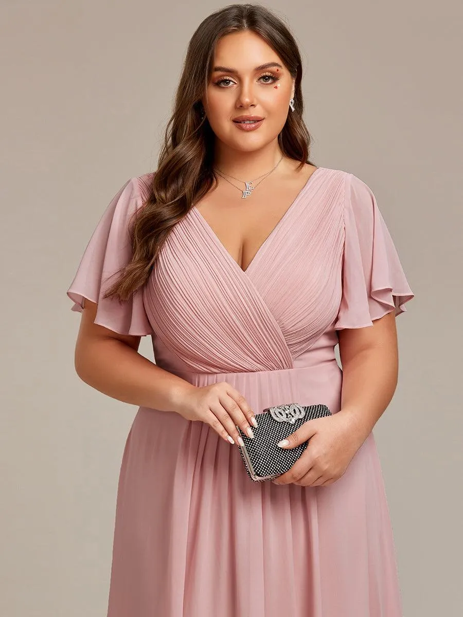 Taille personnalisée Robe d'invité de mariage chic à col en V