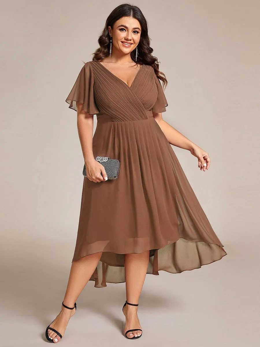 Taille personnalisée Robe d'invité de mariage chic à col en V