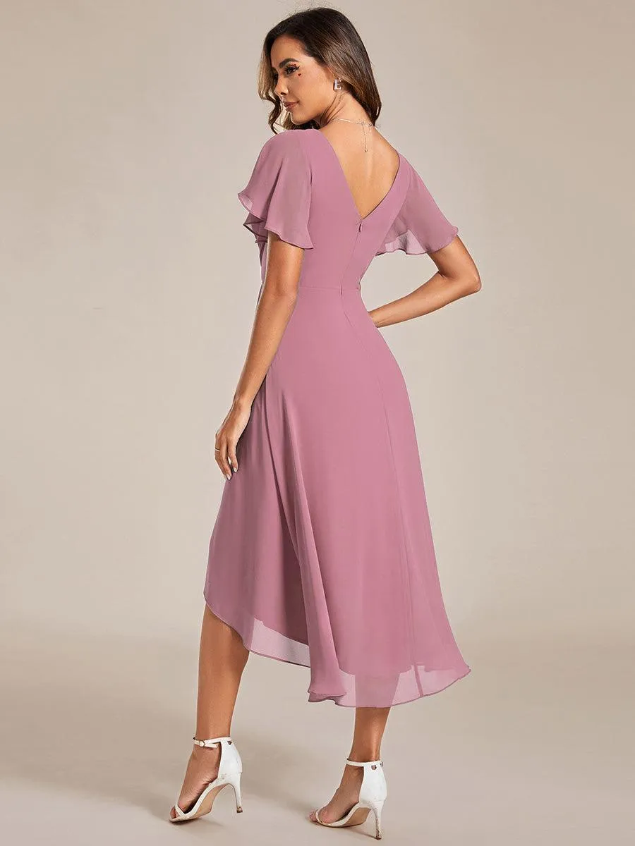 Taille personnalisée Robe d'invité de mariage chic à col en V