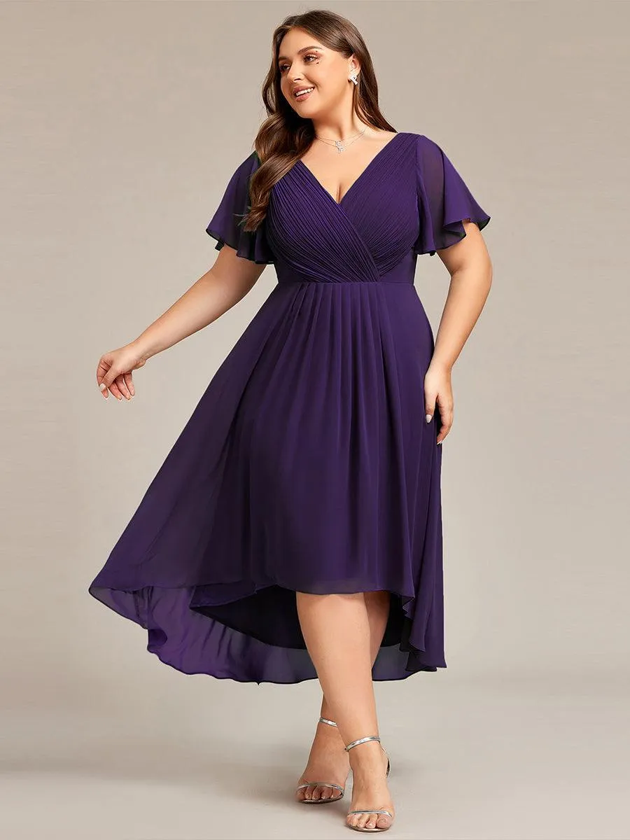 Taille personnalisée Robe d'invité de mariage chic à col en V