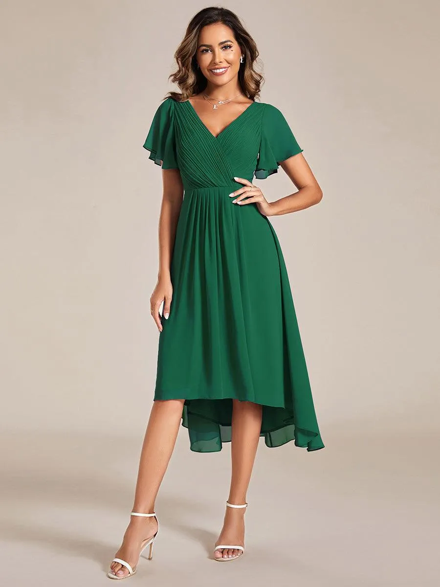 Taille personnalisée Robe d'invité de mariage chic à col en V