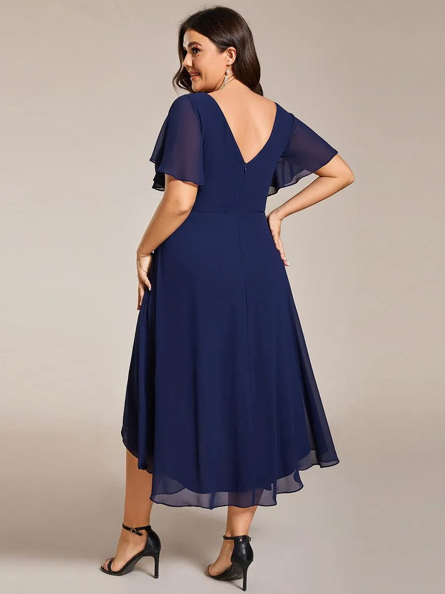 Taille personnalisée Robe d'invité de mariage chic à col en V