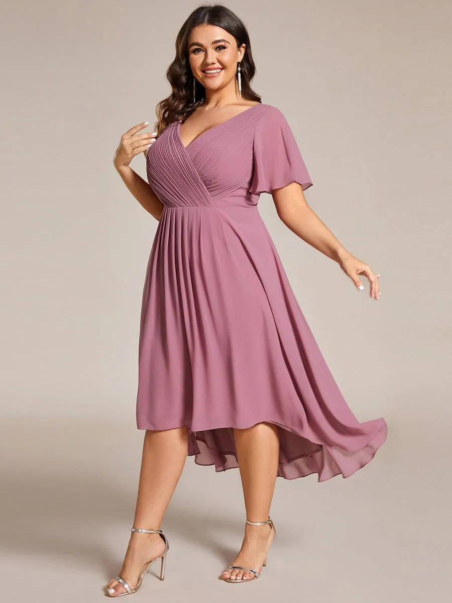 Taille personnalisée Robe d'invité de mariage chic à col en V