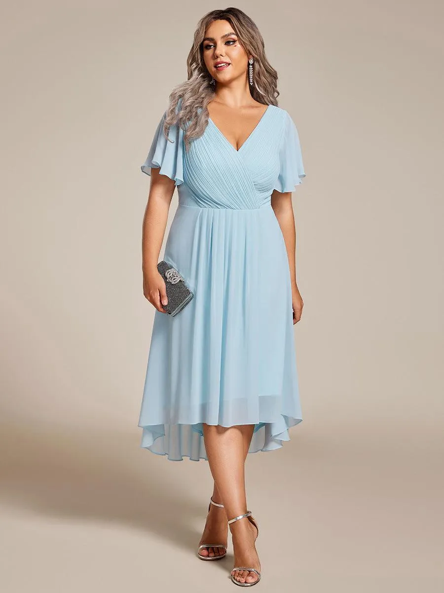 Taille personnalisée Robe d'invité de mariage chic à col en V
