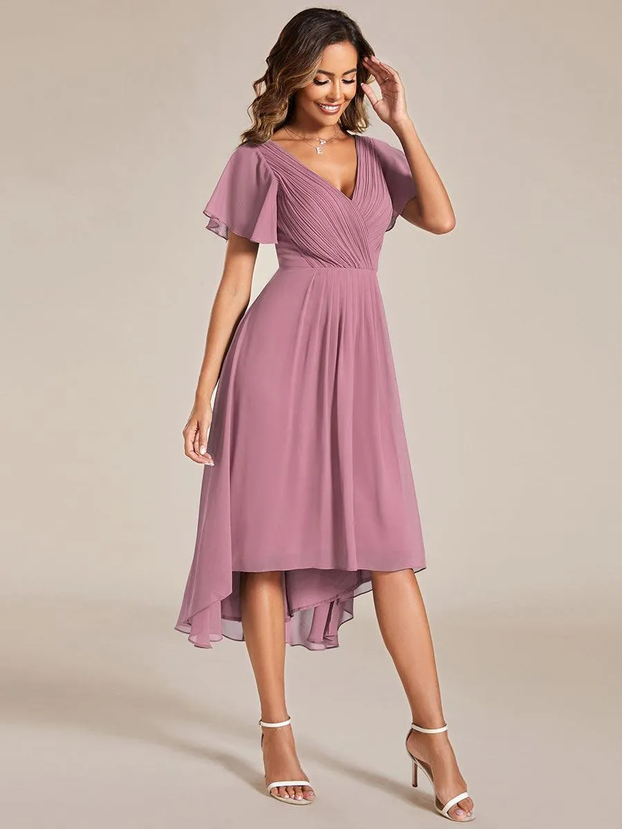 Taille personnalisée Robe d'invité de mariage chic à col en V