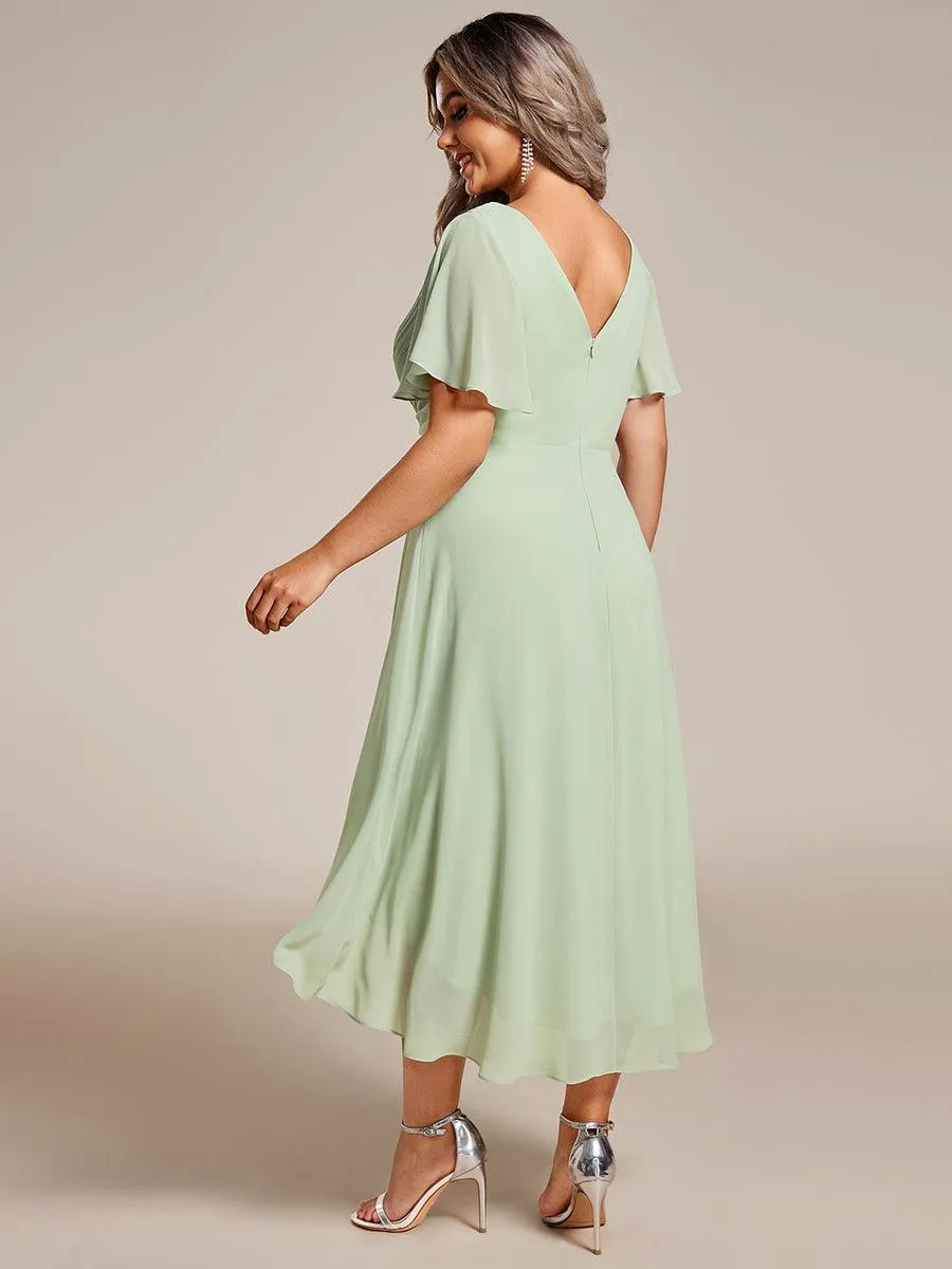 Taille personnalisée Robe d'invité de mariage chic à col en V