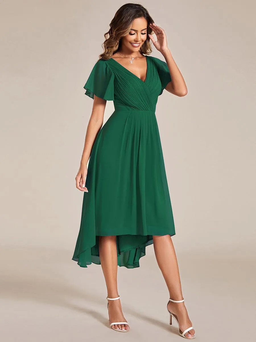 Taille personnalisée Robe d'invité de mariage chic à col en V