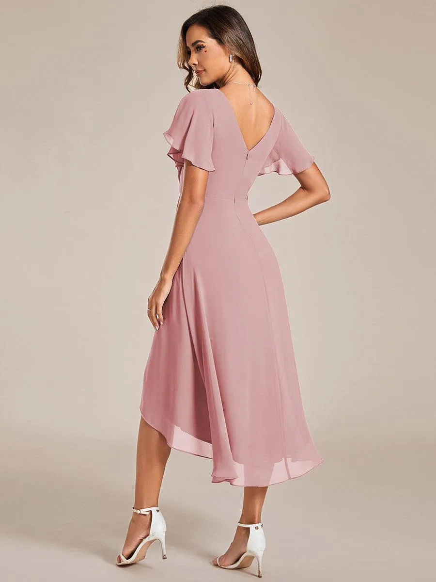 Taille personnalisée Robe d'invité de mariage chic à col en V