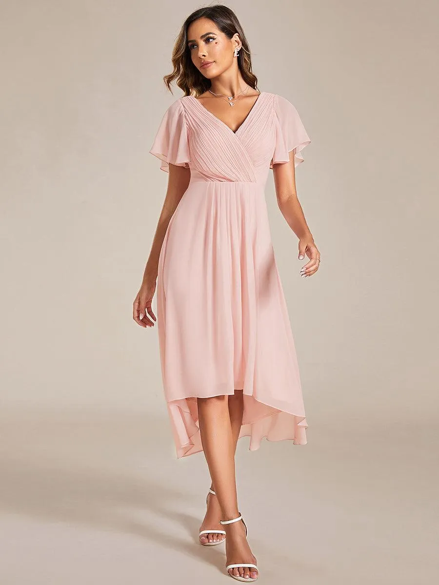 Taille personnalisée Robe d'invité de mariage chic à col en V