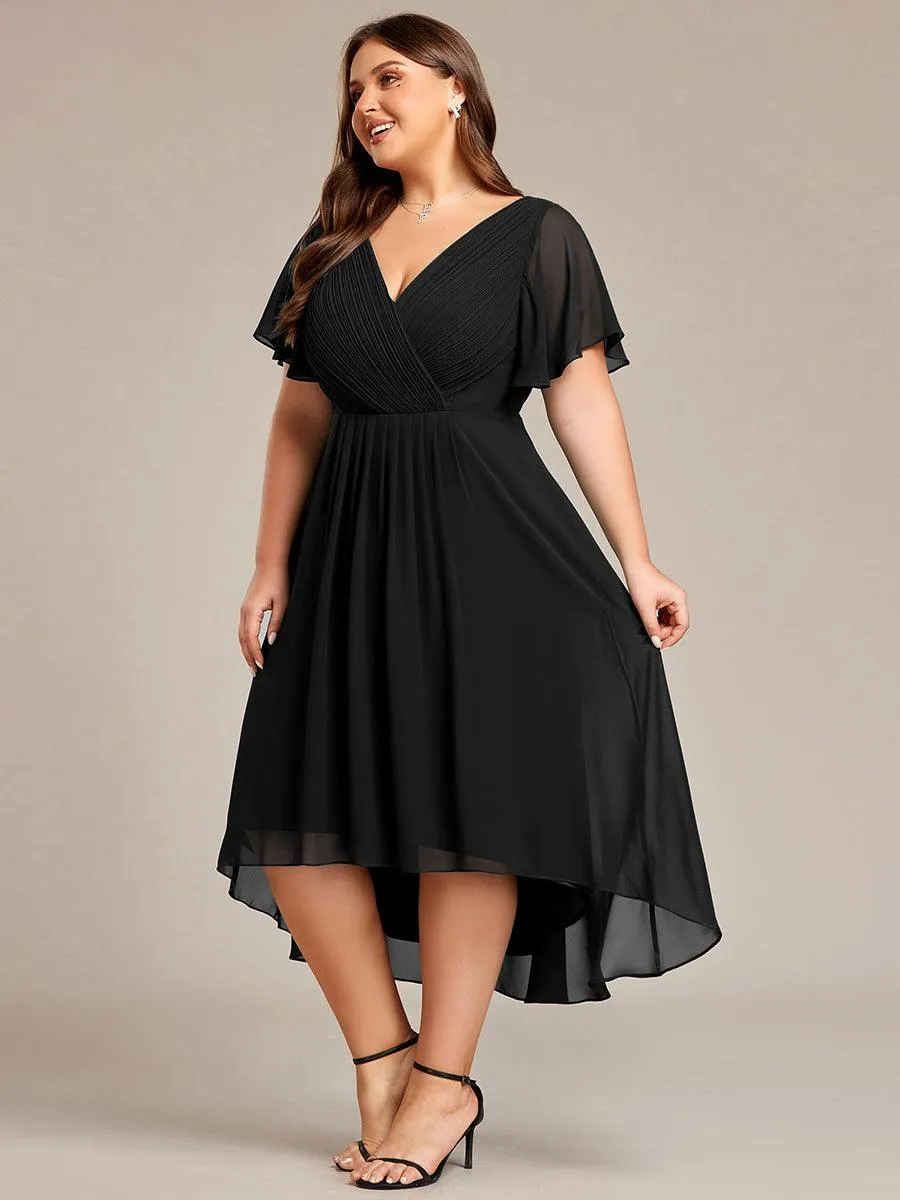 Taille personnalisée Robe d'invité de mariage chic à col en V