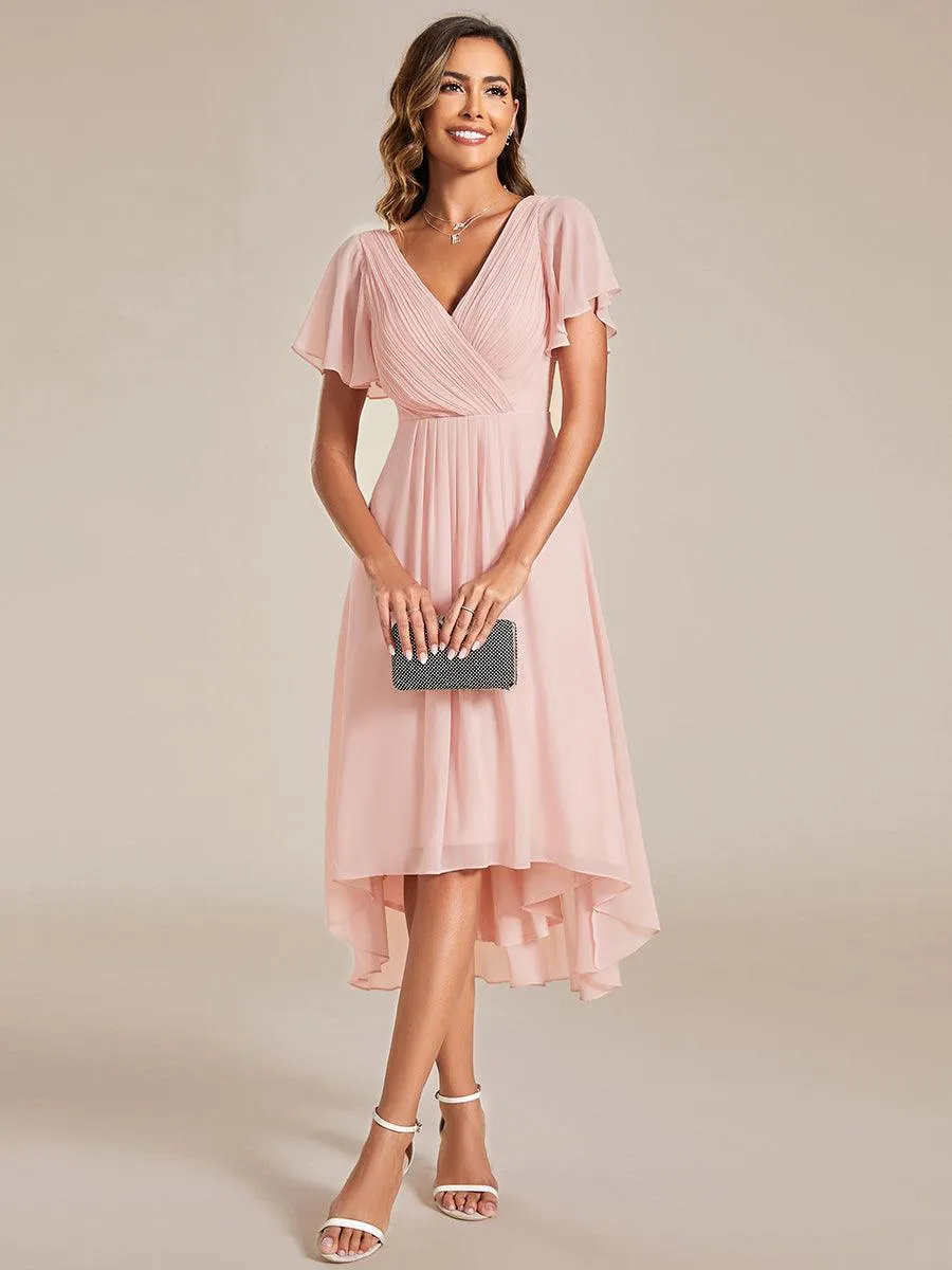 Taille personnalisée Robe d'invité de mariage chic à col en V