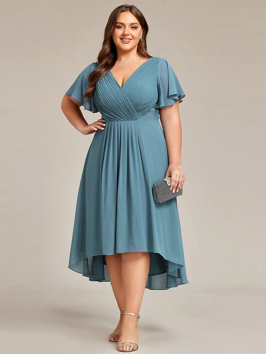 Taille personnalisée Robe d'invité de mariage chic à col en V