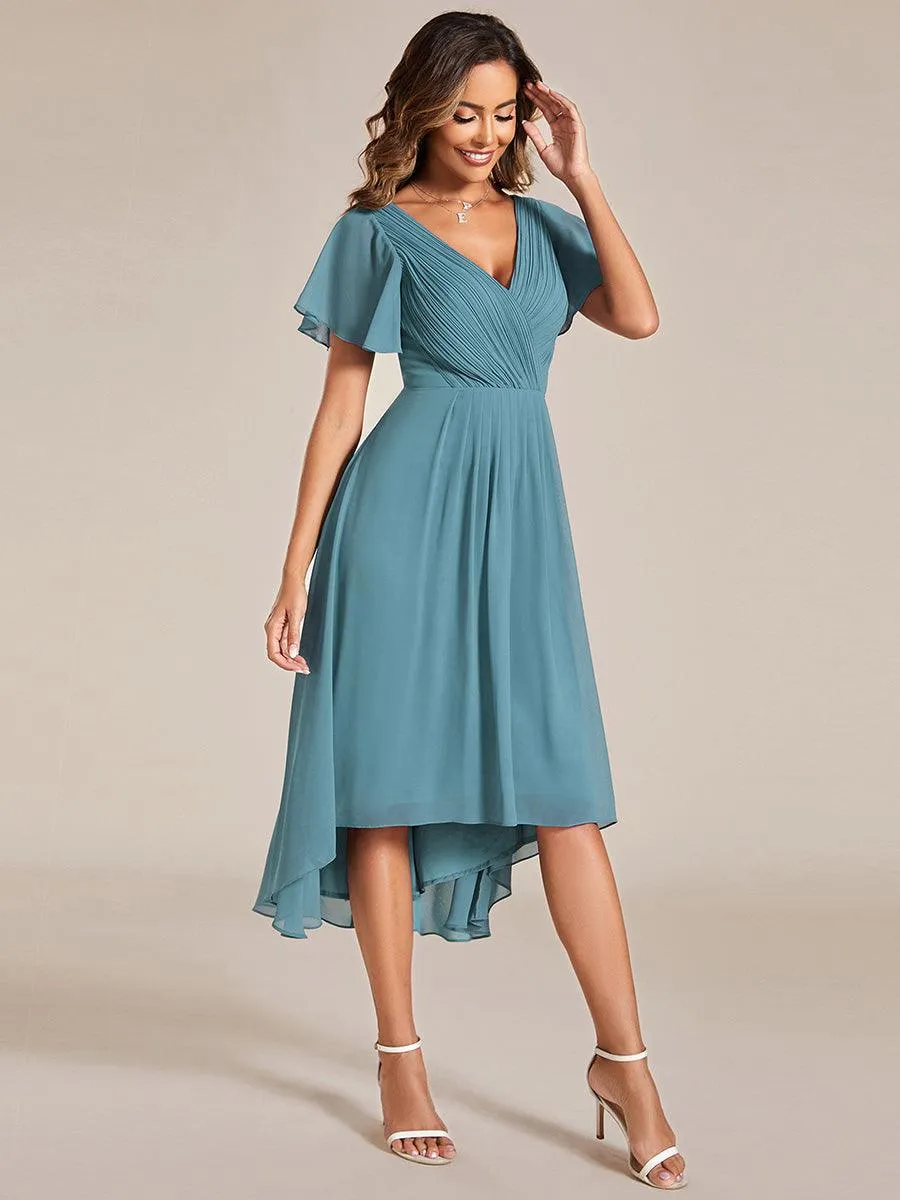 Taille personnalisée Robe d'invité de mariage chic à col en V