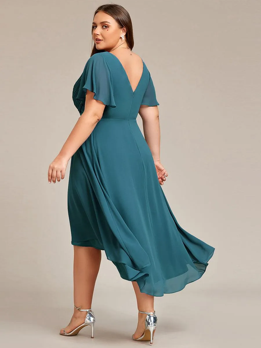 Taille personnalisée Robe d'invité de mariage chic à col en V