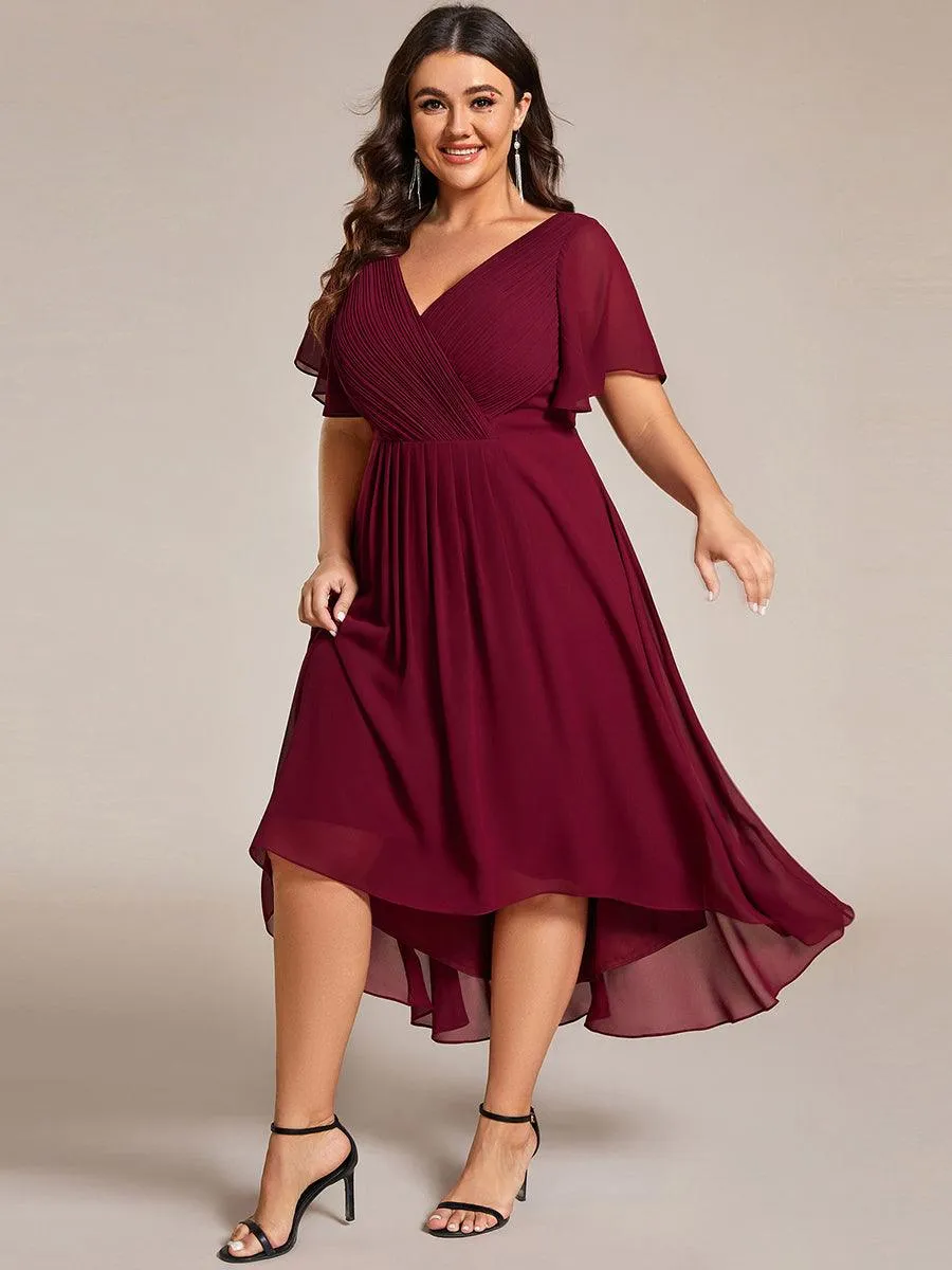Taille personnalisée Robe d'invité de mariage chic à col en V
