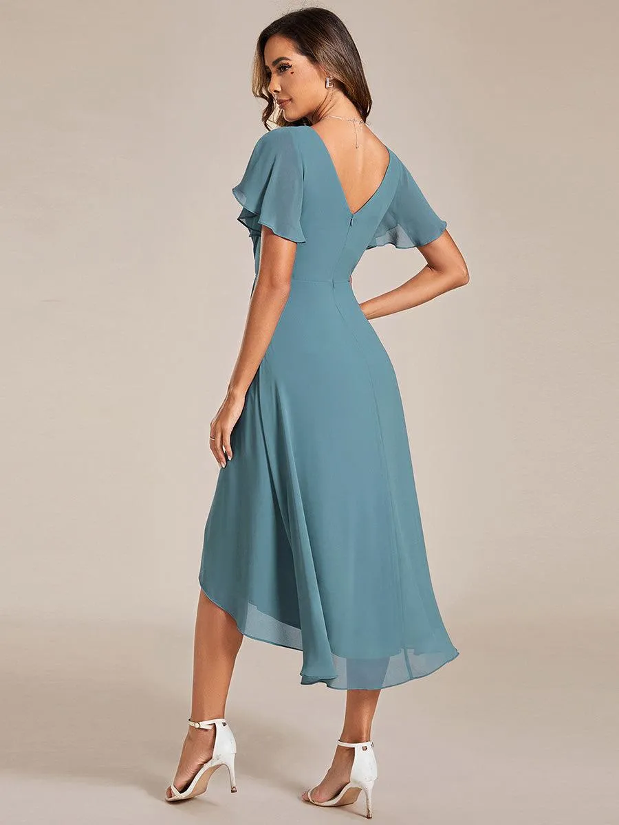 Taille personnalisée Robe d'invité de mariage chic à col en V
