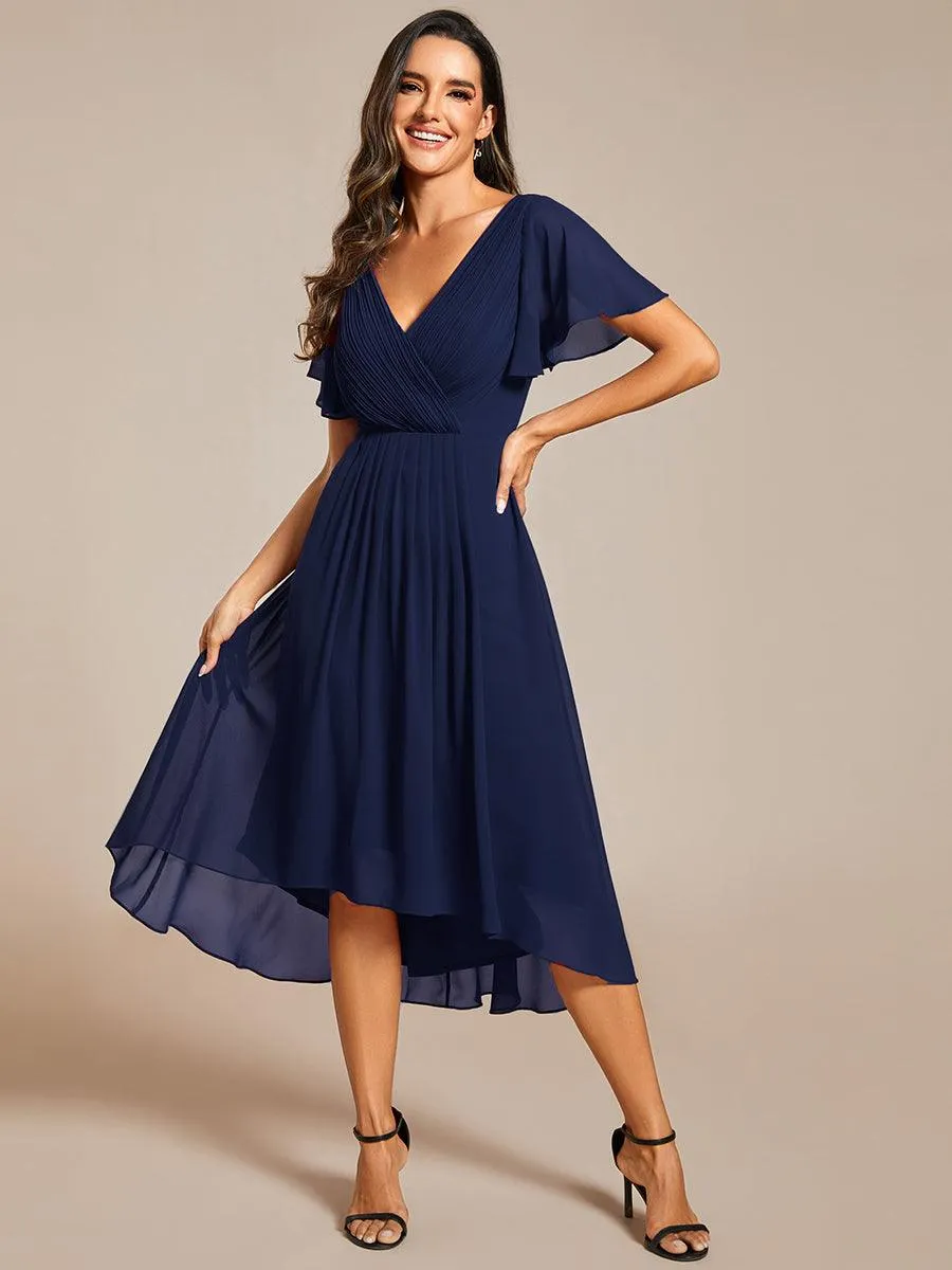 Taille personnalisée Robe d'invité de mariage chic à col en V