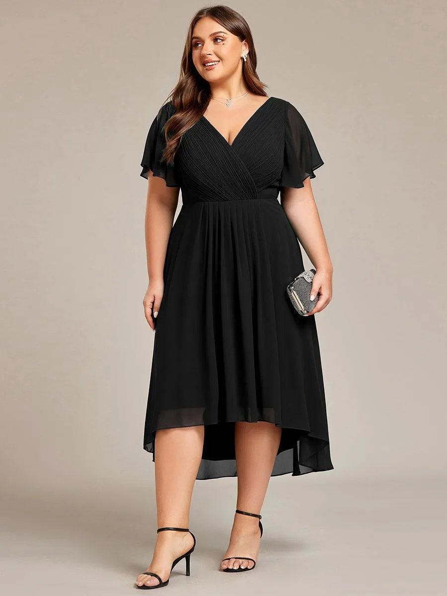 Taille personnalisée Robe d'invité de mariage chic à col en V