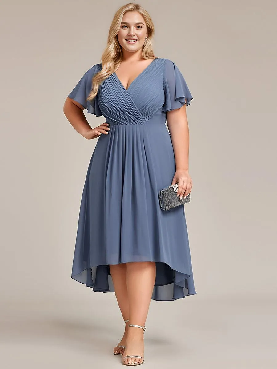 Taille personnalisée Robe d'invité de mariage chic à col en V