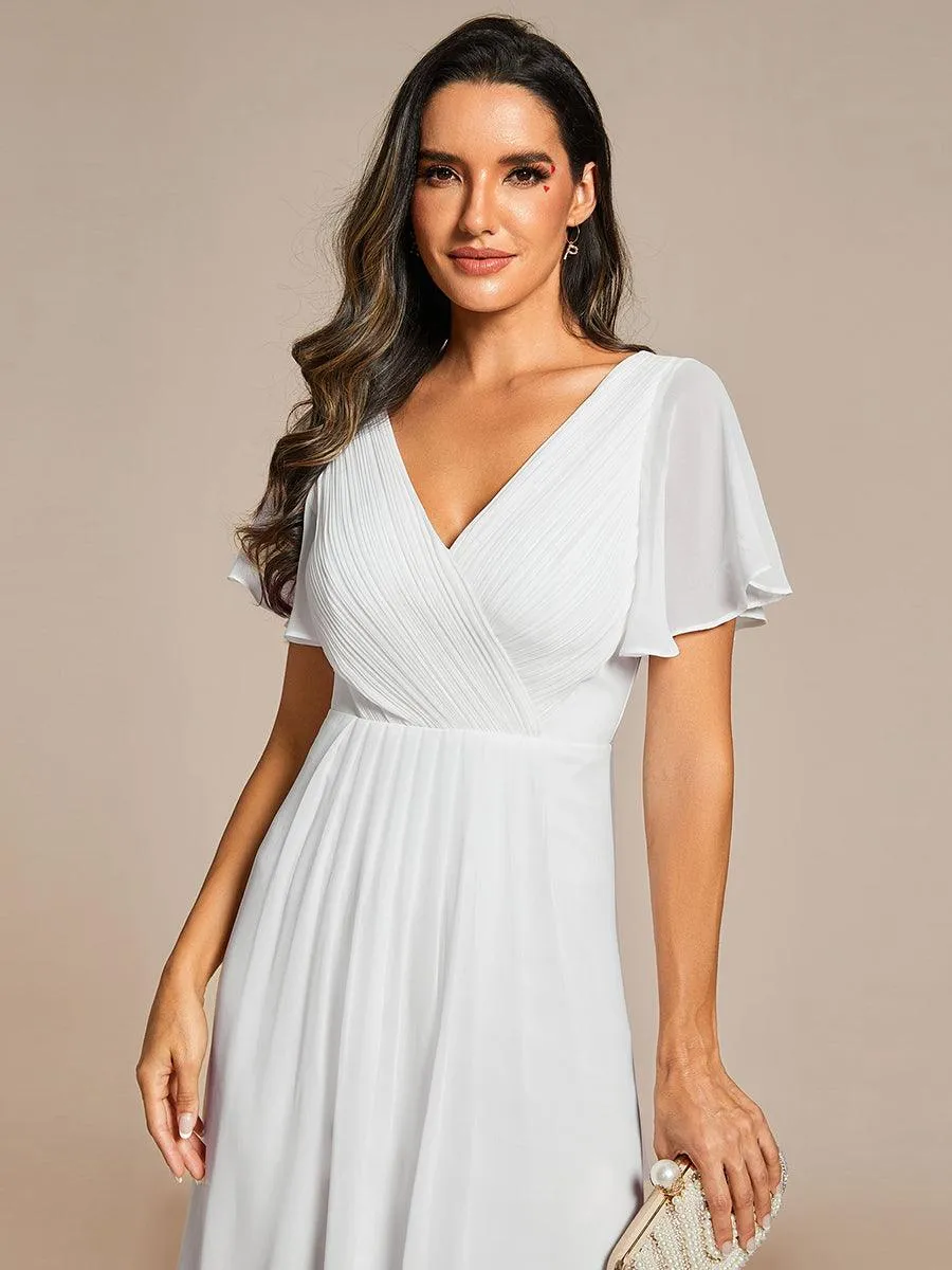 Taille personnalisée Robe d'invité de mariage chic à col en V