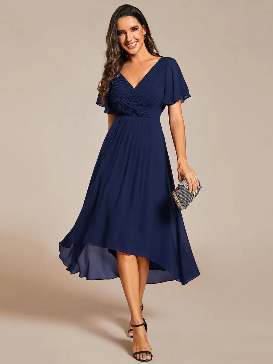 Taille personnalisée Robe d'invité de mariage chic à col en V
