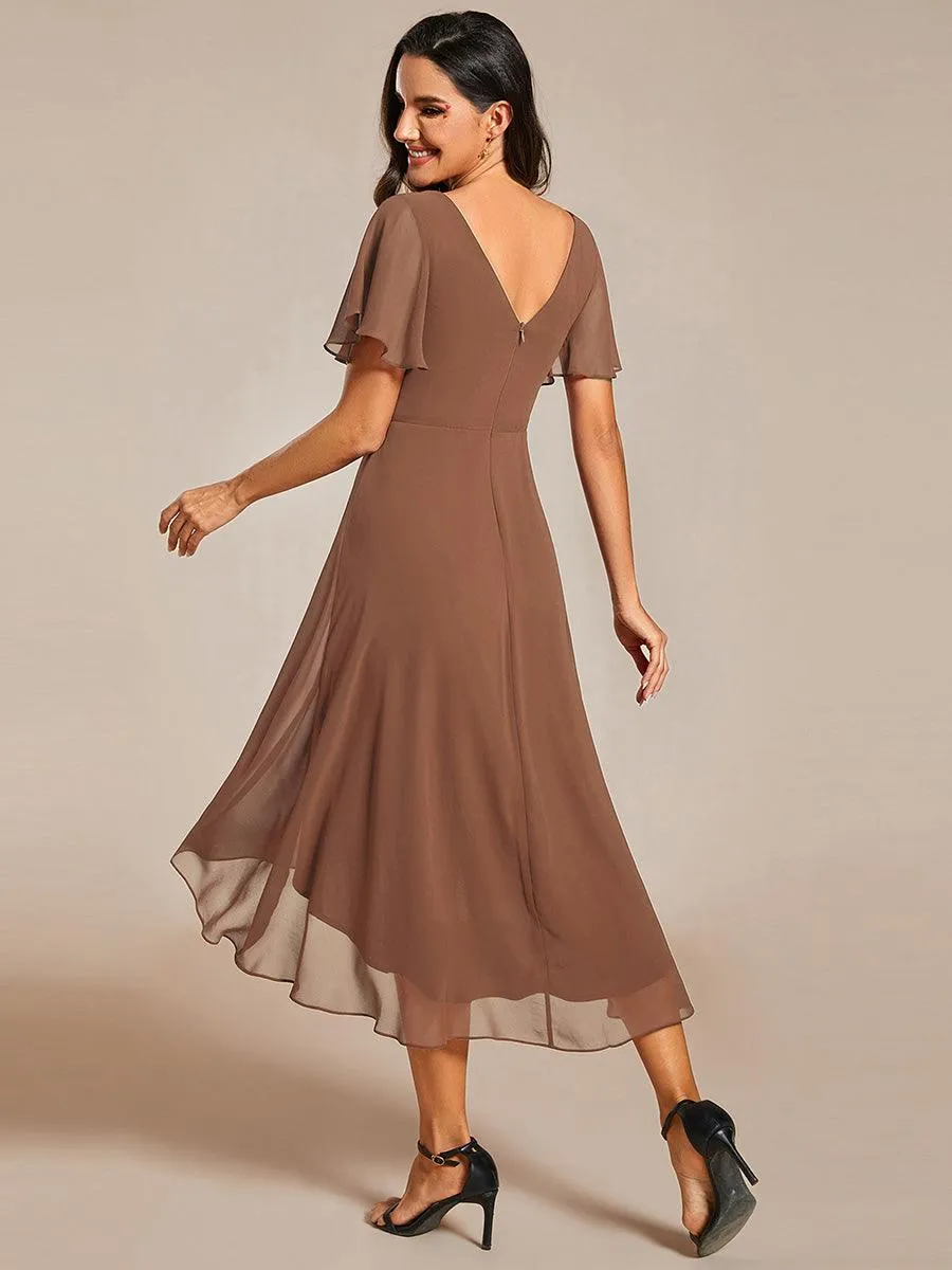 Taille personnalisée Robe d'invité de mariage chic à col en V