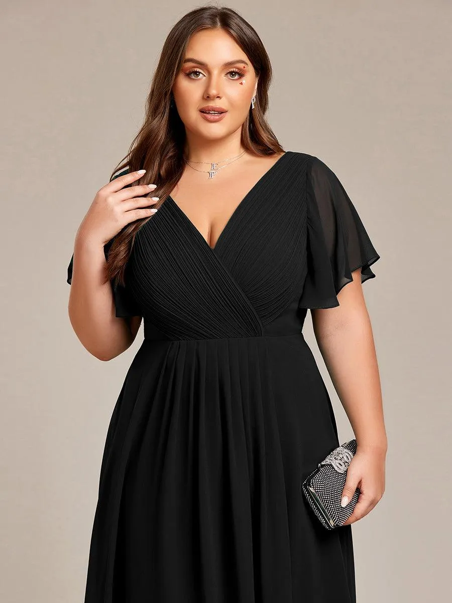Taille personnalisée Robe d'invité de mariage chic à col en V