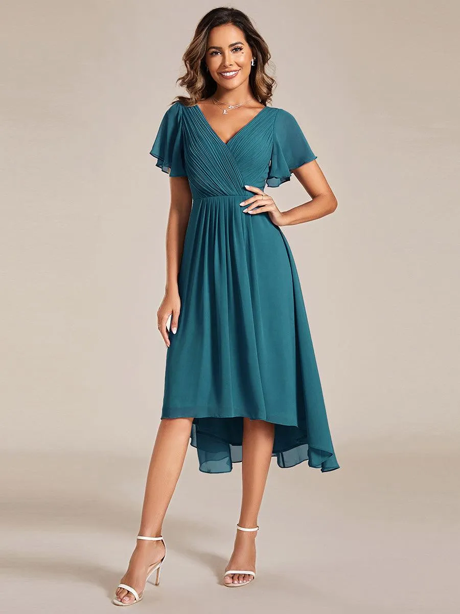 Taille personnalisée Robe d'invité de mariage chic à col en V